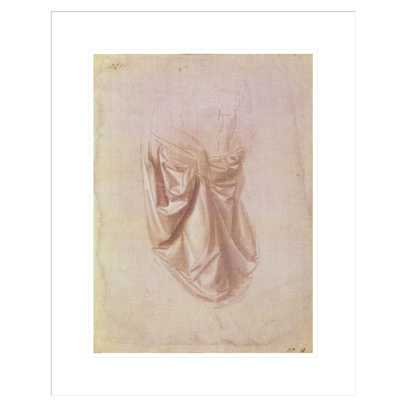 Drapery Study (Gouache sur toile) par Leonardo Da Vinci - Estampe numérique encadrée, H 21,75 po x l 17,47 po