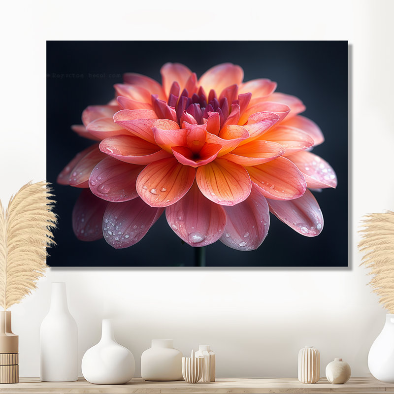 Photo de souci rose rose et orange chaud - souci mural, Gold Floater Framed, H 30 po x l 40 po