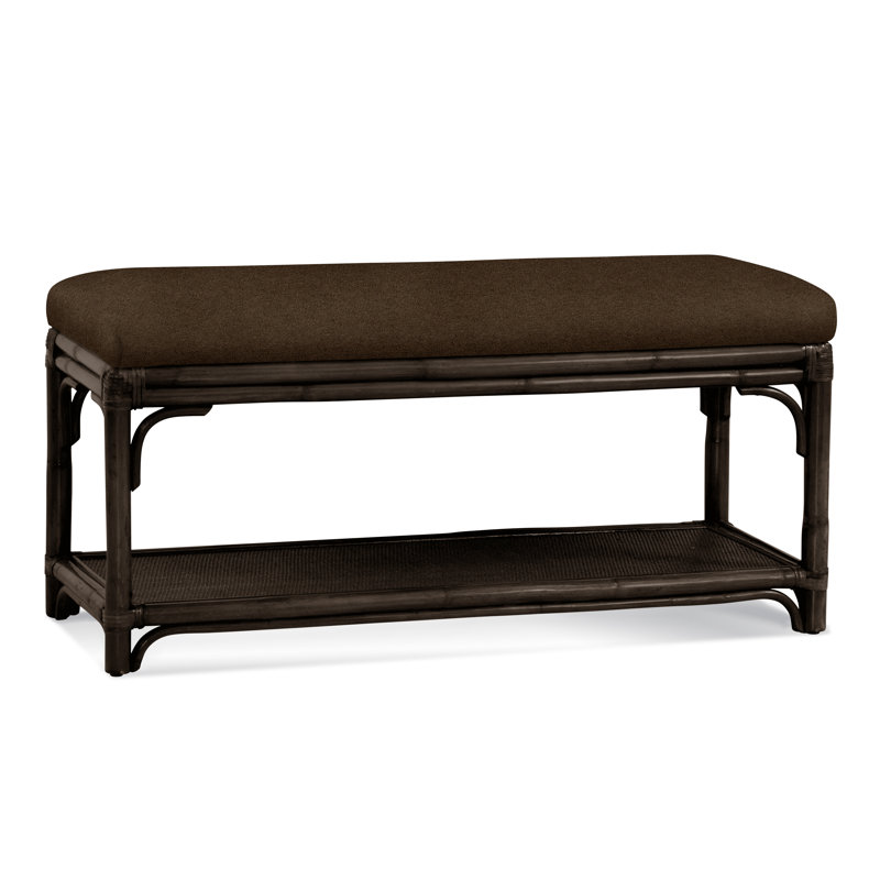 Summer Retreat Wicker Shelf Storage Bench, Java, Elite Chocolate; 0321-72