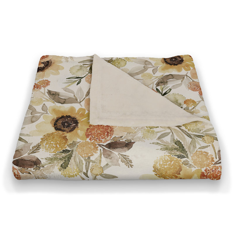 Hand Woven Throw Blanket, Floral, Yellow