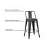 Tabouret de bar 24 po en métal de style rustique rustique avec dossier, tabouret de bar de cuisine, construction légère et robuste, ensemble de 4 - noir mat