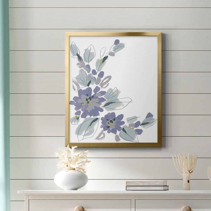 Periwinkle Patch III, toile encadrée de qualité supérieure - prête à être accrochée, Or, H 24 po x l 20 po