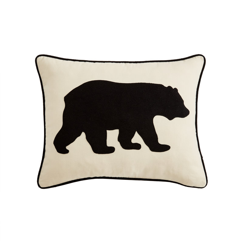Coussin décoratif en feutre avec ours Eddie Bauer, Noir