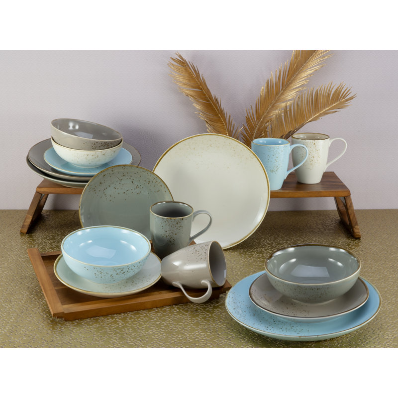 NATURE COLLECTION Stoneware Dinnerware Set 16 Piece - Service for 4