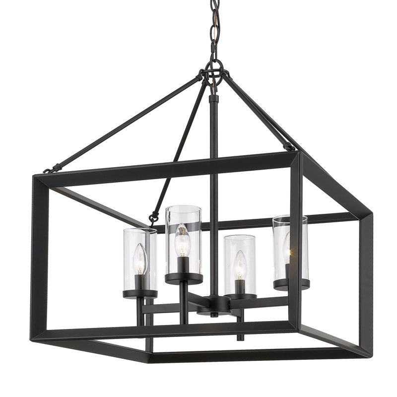 Lustre rectangulaire à lanterne Avbit, Noir mat