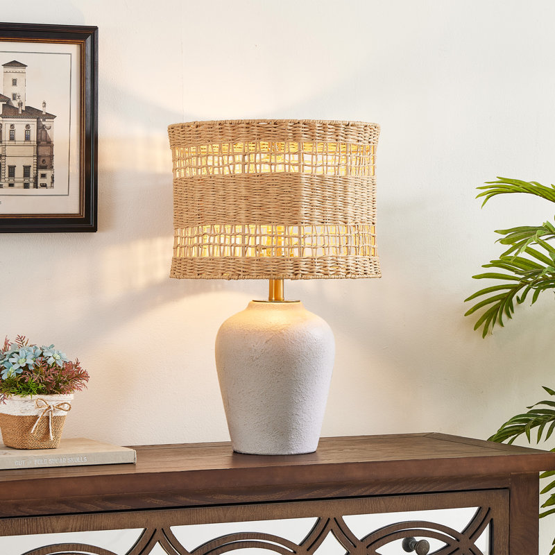 Lampe de table 21 po Boho, Gris clair