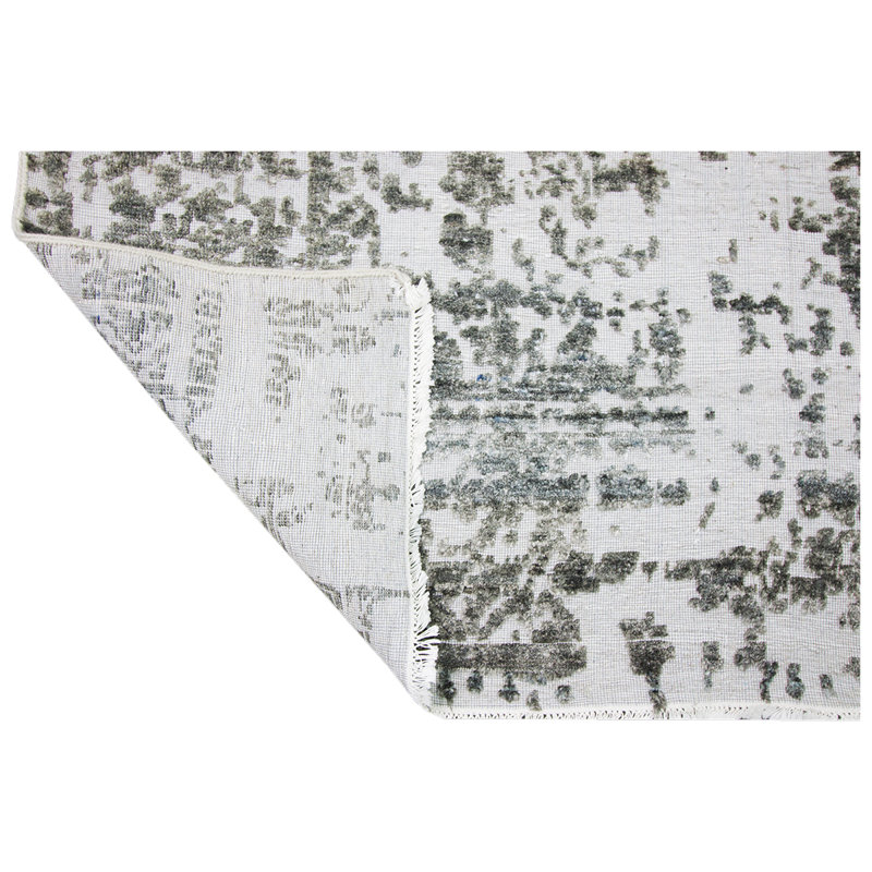Tapis noir et argent de haute qualité noué à la main, Rectangulaire 8 pi x 10 pi