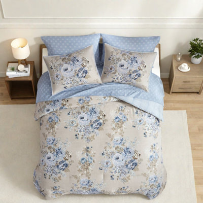 Ensemble de literie à motif floral élégant, polyester doux, charme rétro, chambre à coucher