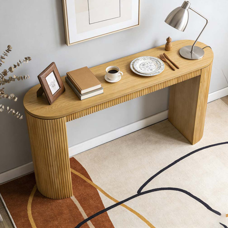 Console incurvée à rayures verticales uniques, Naturel