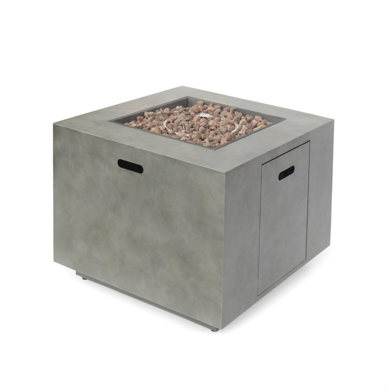 Square Iron Fire Pit-50 000 Btu, Stone Gray