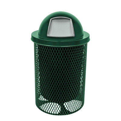 Poubelle d'extérieur Coated Outdoor Furniture de 121 litres (32 gallons), verte texturée, couvercle bombé