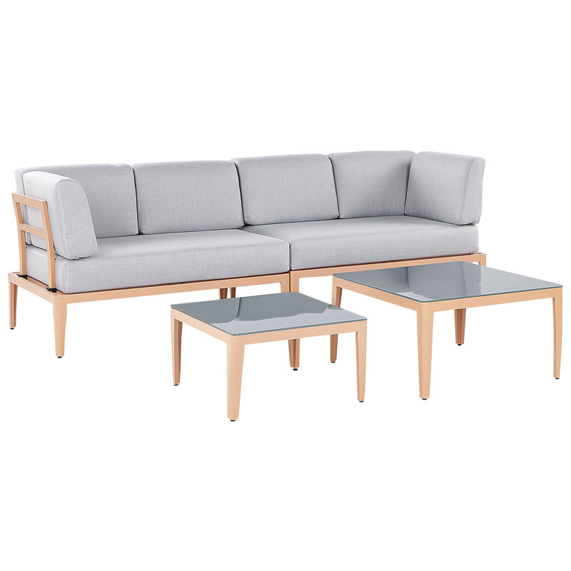 Inbar Metal 6 - Person Seating Group with Cushions, Light Grey, Light Brown