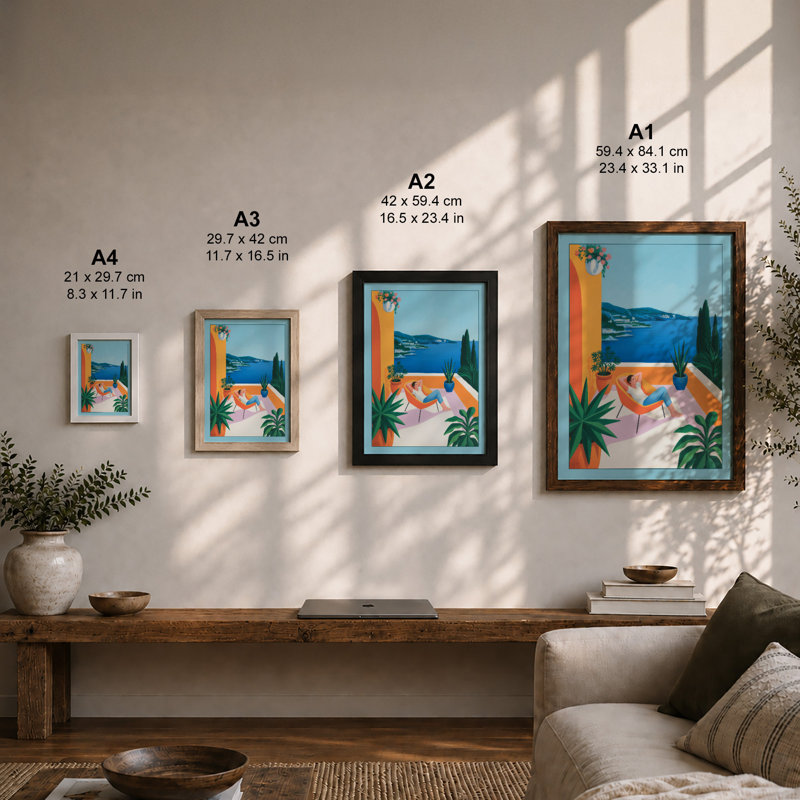 Seaside Reverie Coastal - Framed Print, Unframed, A2 - 59.4 x 42.0 cm