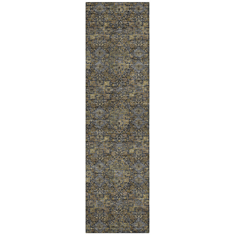 Machine Washable Indoor/Outdoor Chantille ACN2783 Global Rug, 2'3" x 7'6" Runner, Black