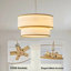 Lustre tambour 5 lumières en tissu blanc-1240108975