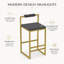 Ensemble de 2 tabourets de bar modernes en fer doré de luxe, chaises de comptoir minimalistes à haut dossier pour usage domestique et commercial-681526201-681526206