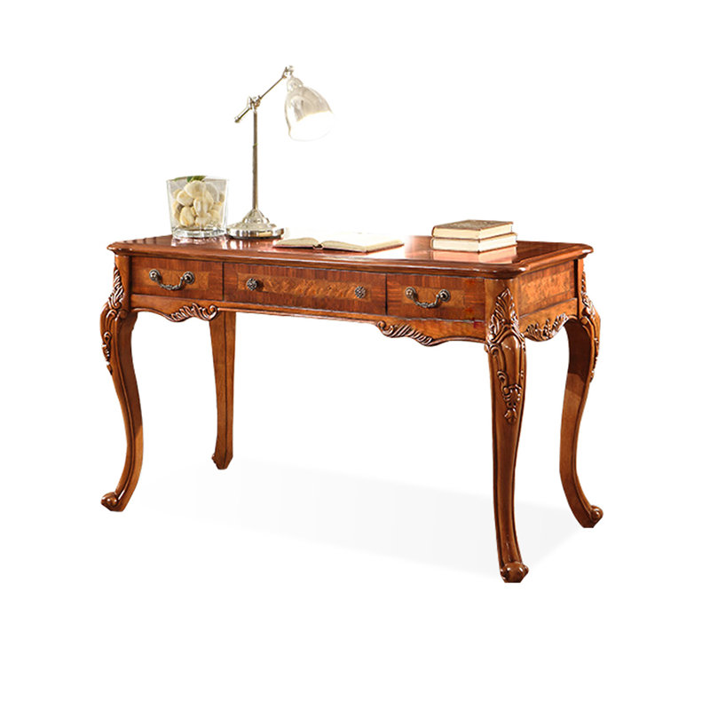 Bureau rectangulaire en bois massif avec 3 tiroirs, H 30,71 po x l 51,18 po x P 23,62 po