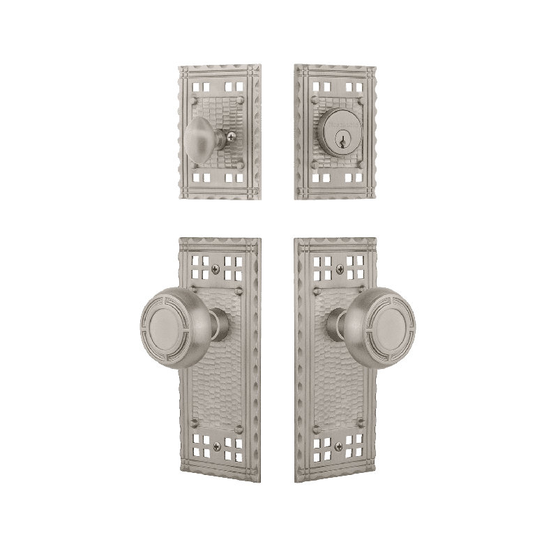 Ensemble d'entrée Nostalgic Warehouse Craftsman avec bouton Mission, Nickel satiné, 2.375