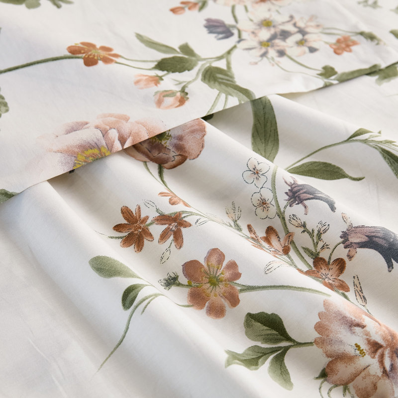 King Size Pillowcases Set of 2, 100% Cotton Pillow Cases, Garden Floral Print, Soft Breathable Envelope Closure Pillow Covers(King, 20"x36")