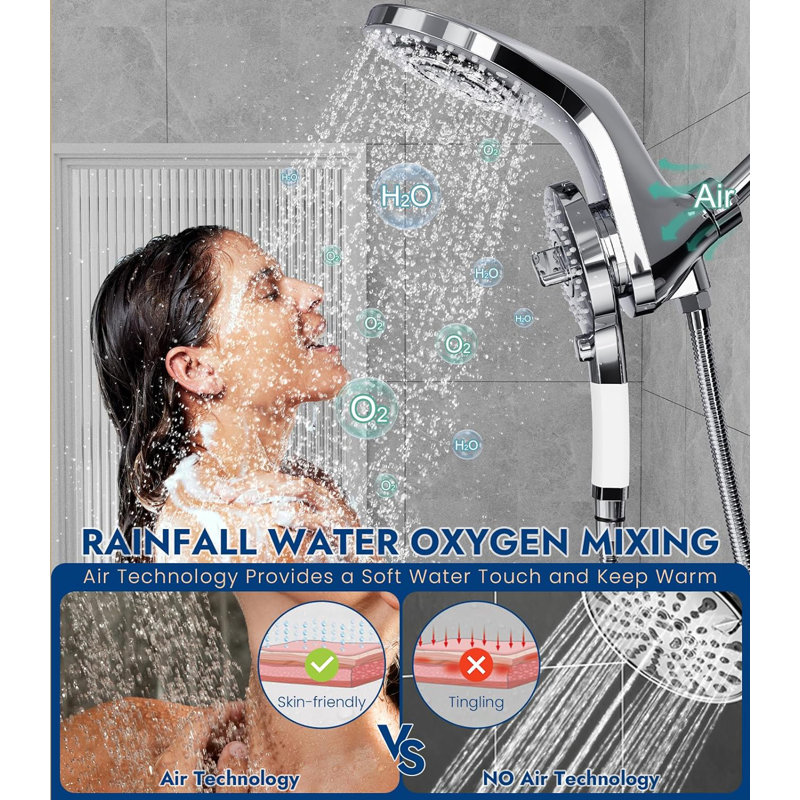 Pomme de douche double combinée, Chrome