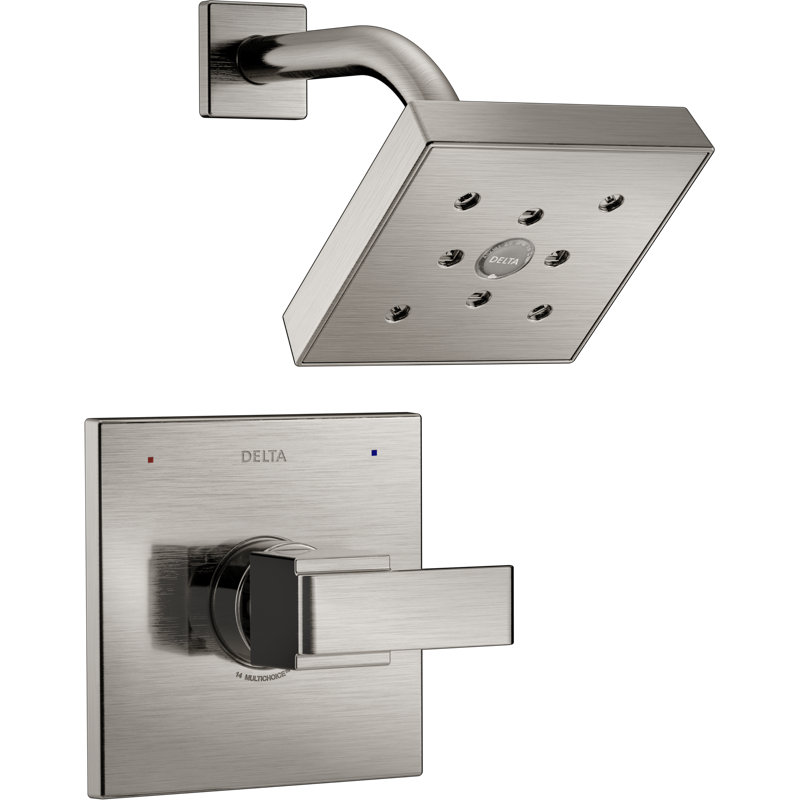 Ara 14 Series H2Okinetic Shower Faucet Set, Brushed Nickel Shower Head and Handle Set, Valve Trim Kit, Stainless (Valve Not Included)