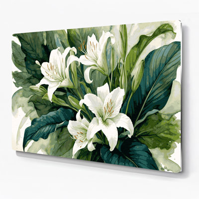 Botanical Peace Lily Green Metal Wall Art