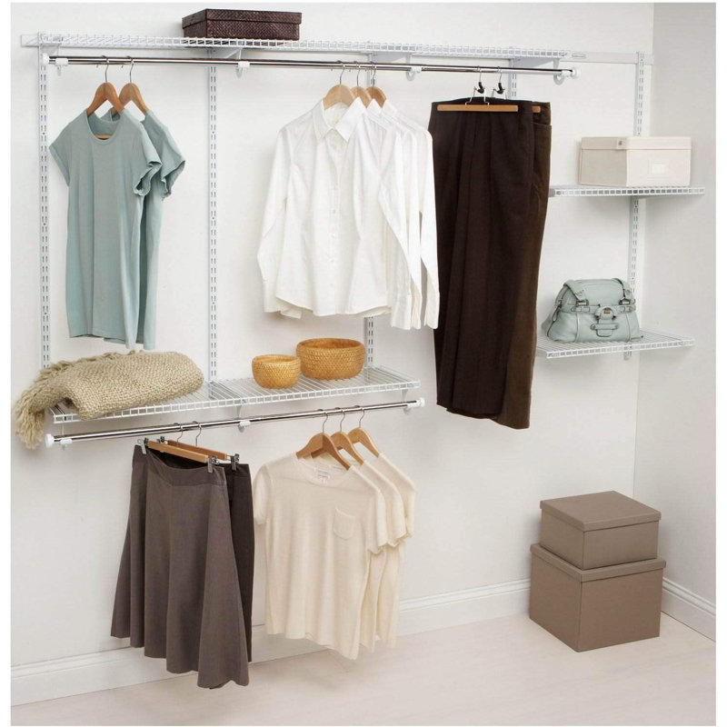 Adjustable Metal Wire Shelving System For Custom Closet Organization, Expandable Storage Solution With Hardware Included