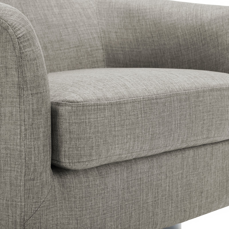 Fauteuil demi-tonneau pivotant avec cadre en bois massif Applewold, Tissu kaki