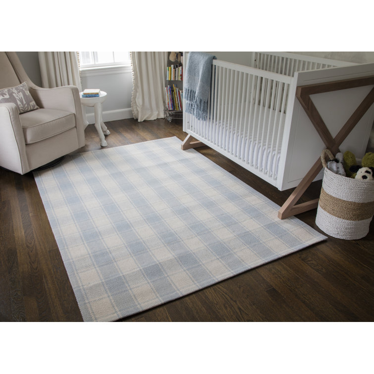Marlborough Wool Plaid Area Rug in Blue