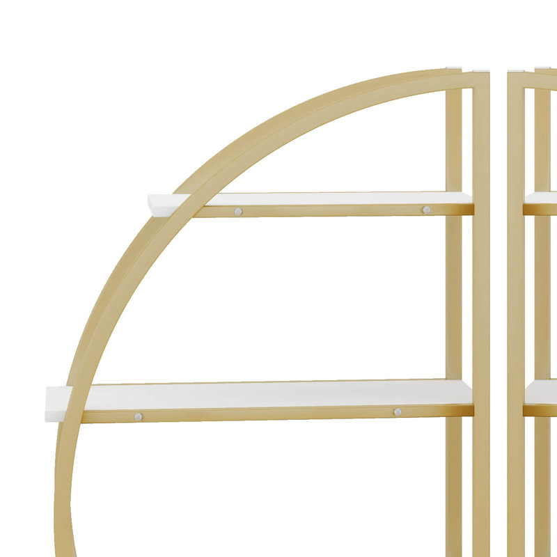 Round Bookcase, Home Office 4 Tier Bookshelf Open Freestanding Storage Shelf, MDF Board & Metal Frame