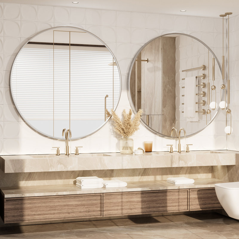 Miroir de salle de bain Molly Easy, 40 po x 40 po, Argent argent