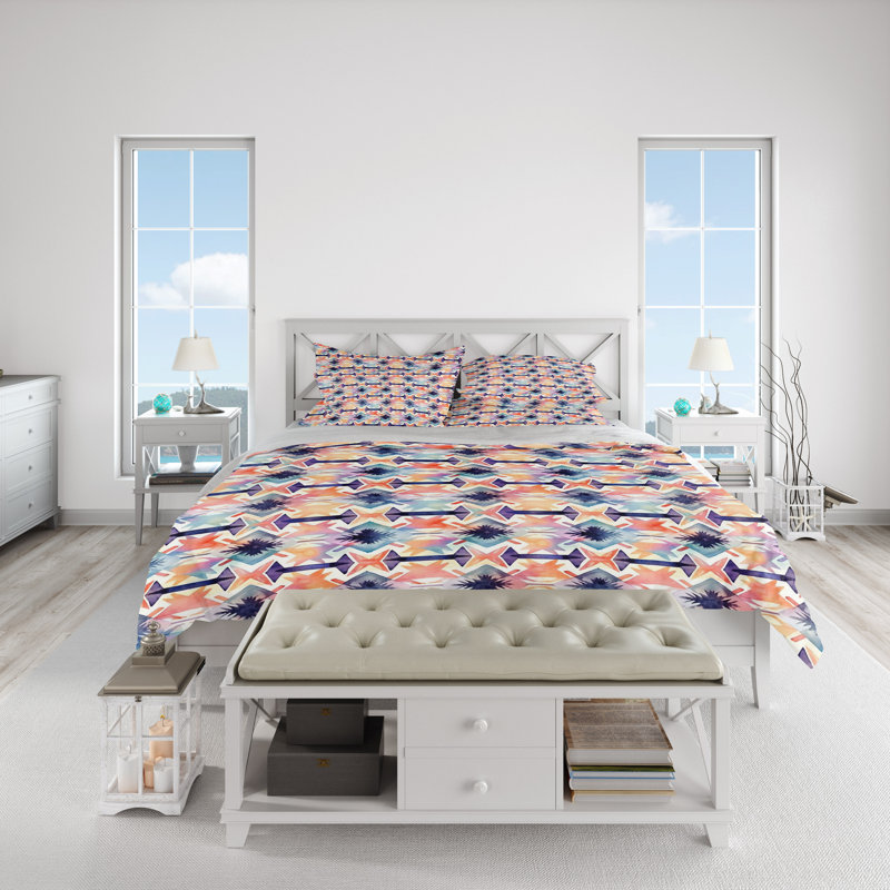 Geometric Shapes Duvet Cover, King Duvet Cover + 2 King Shams