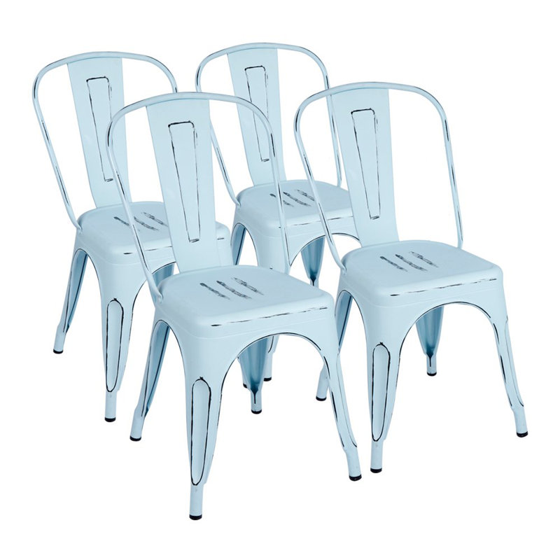 Zoie 17.7'' H Metal Stacking Side Chair, Blue