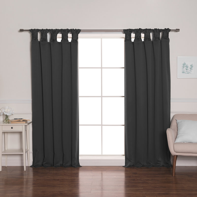 Molloy Polyester Curtain Panel Pair, 52" W x 84" L, Dark Gray