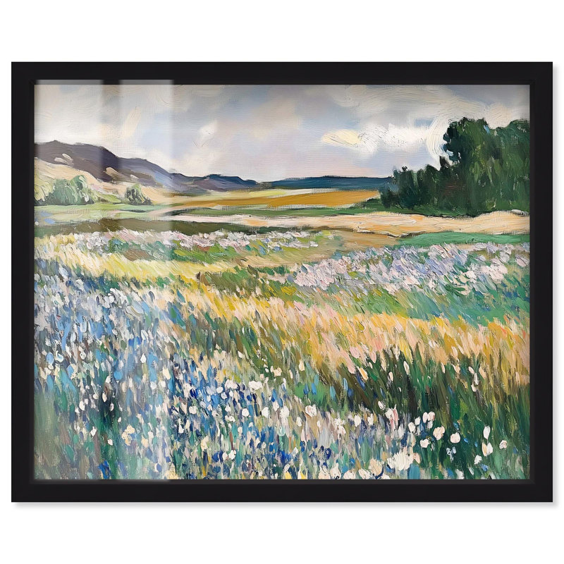«Technicolor Field Shadowbox», impression de paysage par Art Remedy, Noir, H 17 po x l 21 po