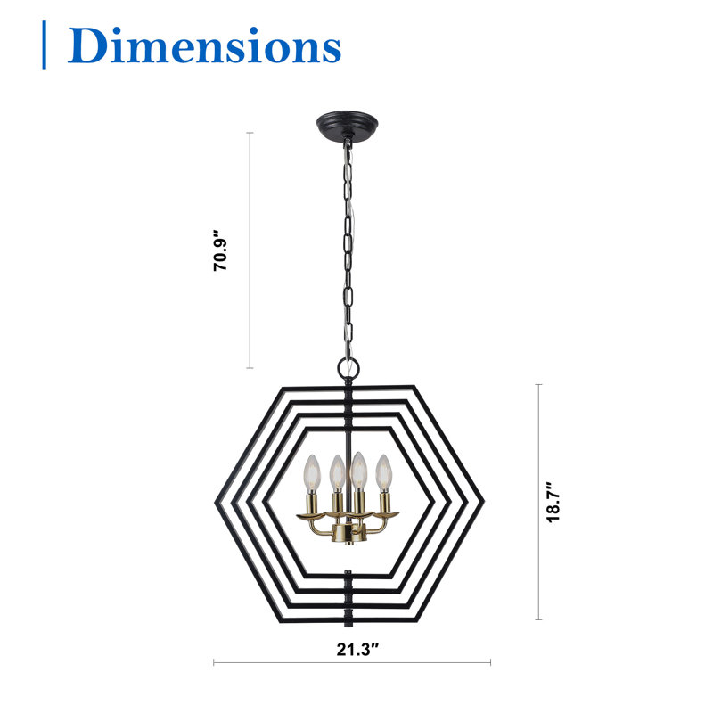20" DIY Multi-Tier Matte Black Pendant Light w Adjustable Shades, 4-Lights and Adjustable Hanging Chain