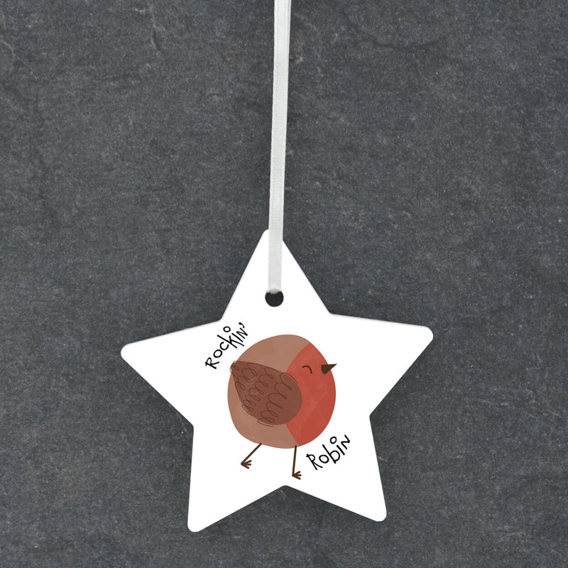 Sanson Robin Rockin Robin Star Shaped Ceramic Ornament