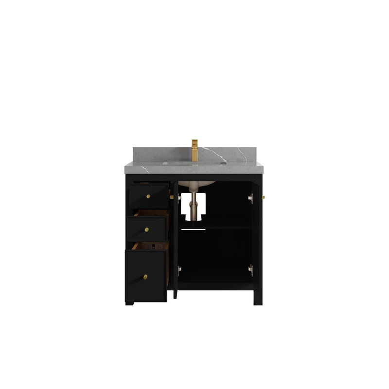 Ensemble de meuble-lavabo simple 36 po Chicago, Gris Piatra