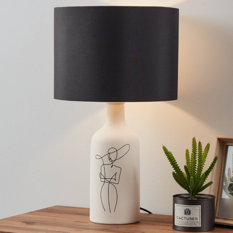 Ayaab Ceramic Novelty Lamp, White, Black