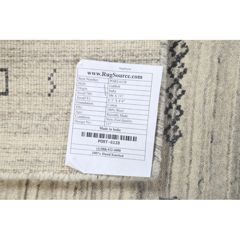 One-of-a-Kind 4'6" X 6'5" New Age Wool Area Rug in Ivory
