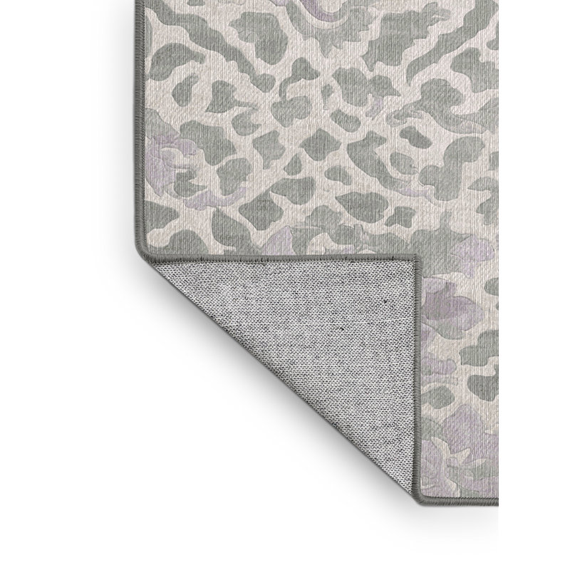 Tapis gris lavable à la machine, Rond 4 pi