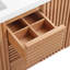 Meuble-lavabo double lavabo de 150 cm avec lavabo en résine SMC, caisson en MDF avec pieds en bois massif, charnières à fermeture douce et système de tiroirs dissimulés pour le rangement de la salle de bain.