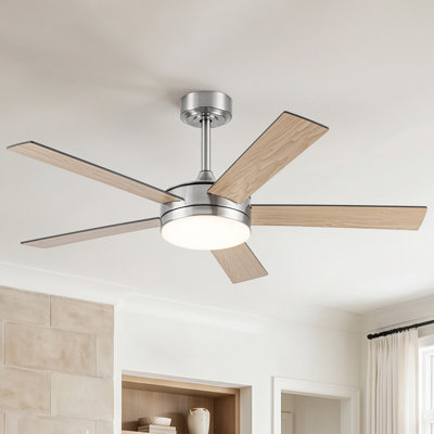 Ventilateur de plafond moderne à intensité variable de 48 po avec 3 lumières à DEL CCT, moteur CC réversible à 6 vitesses, minuterie, télécommande et contrôle d'apps