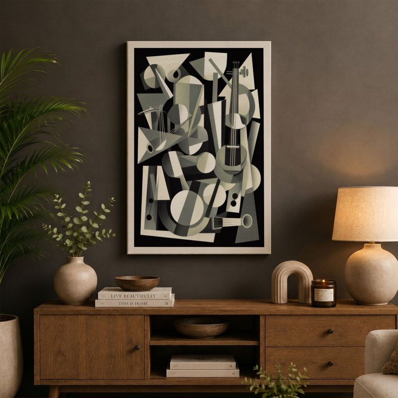 Geometric Abstraction Abstract - Wrapped Canvas, 24x16 - 61.0 x 40.6 cm, Sage Border