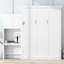 Grand lit, blanc, lit peu encombrant, style persienne et structure en pin