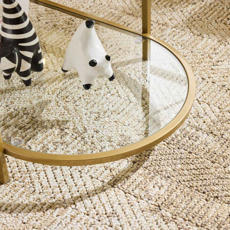 Oval Matte Gold Iron Frame Paired with Transparent Glass Double-layer Coffee Table, Gold