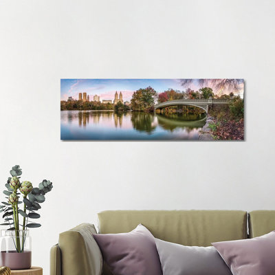 Central Park Panorama At Sunrise by Jan Becke - Wrapped Canvas Panoramic Print