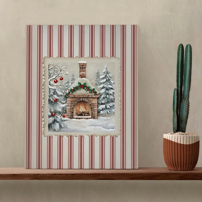 Hiver, art de Noël sur toile sans cadre 16 po x 20 po
