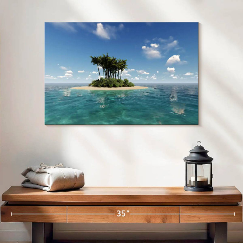 Petite île tropicale Gillard, H 16 po x l 24 po