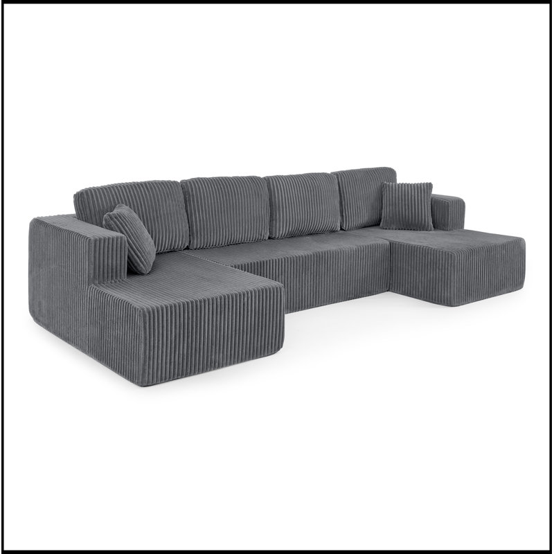U shape Modular Sectional Sofa, Minimalist Modular Sectional Sofa Set, Gray